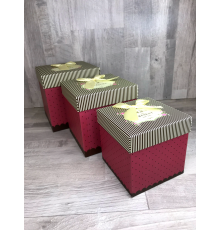 Набор подарочных коробок 3шт 61-42 бордовый